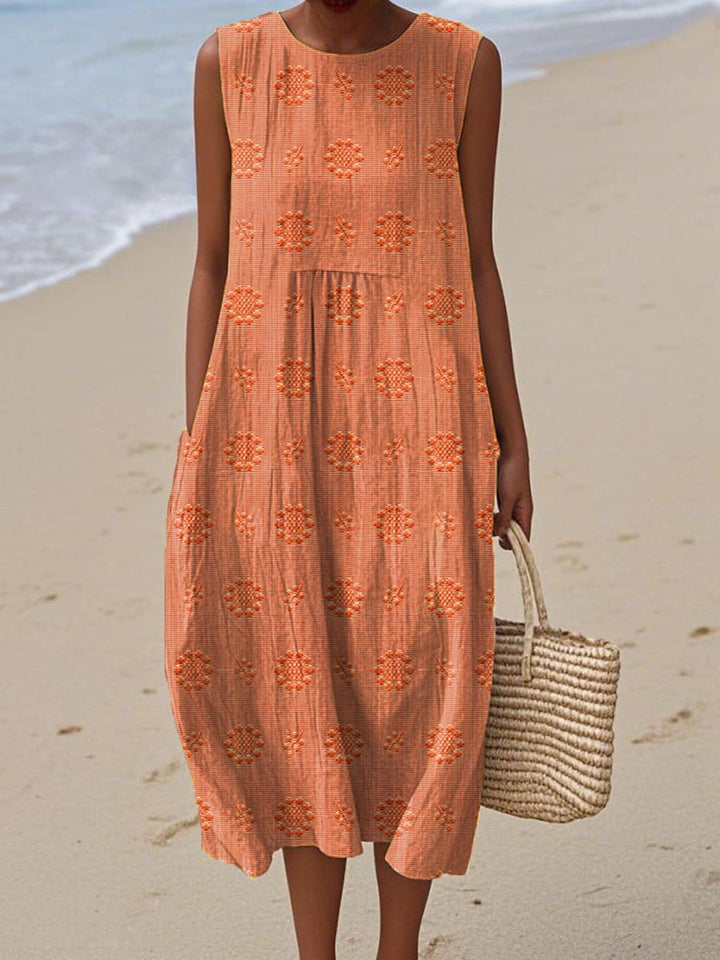 Natalie | Women Sleeveless Textured Pocket Midi Dress
