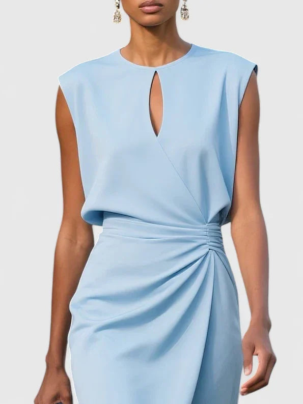 Isabella | Womens Sleeveless Ruched Midi Dress