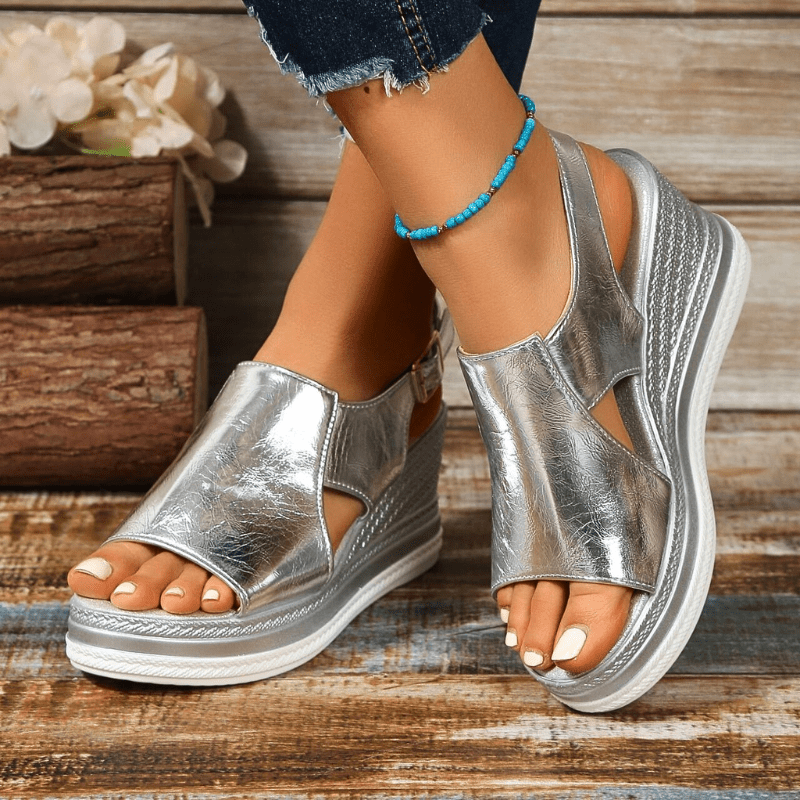 Beatrice | Womens Metallic Platform Comfort Sandals
