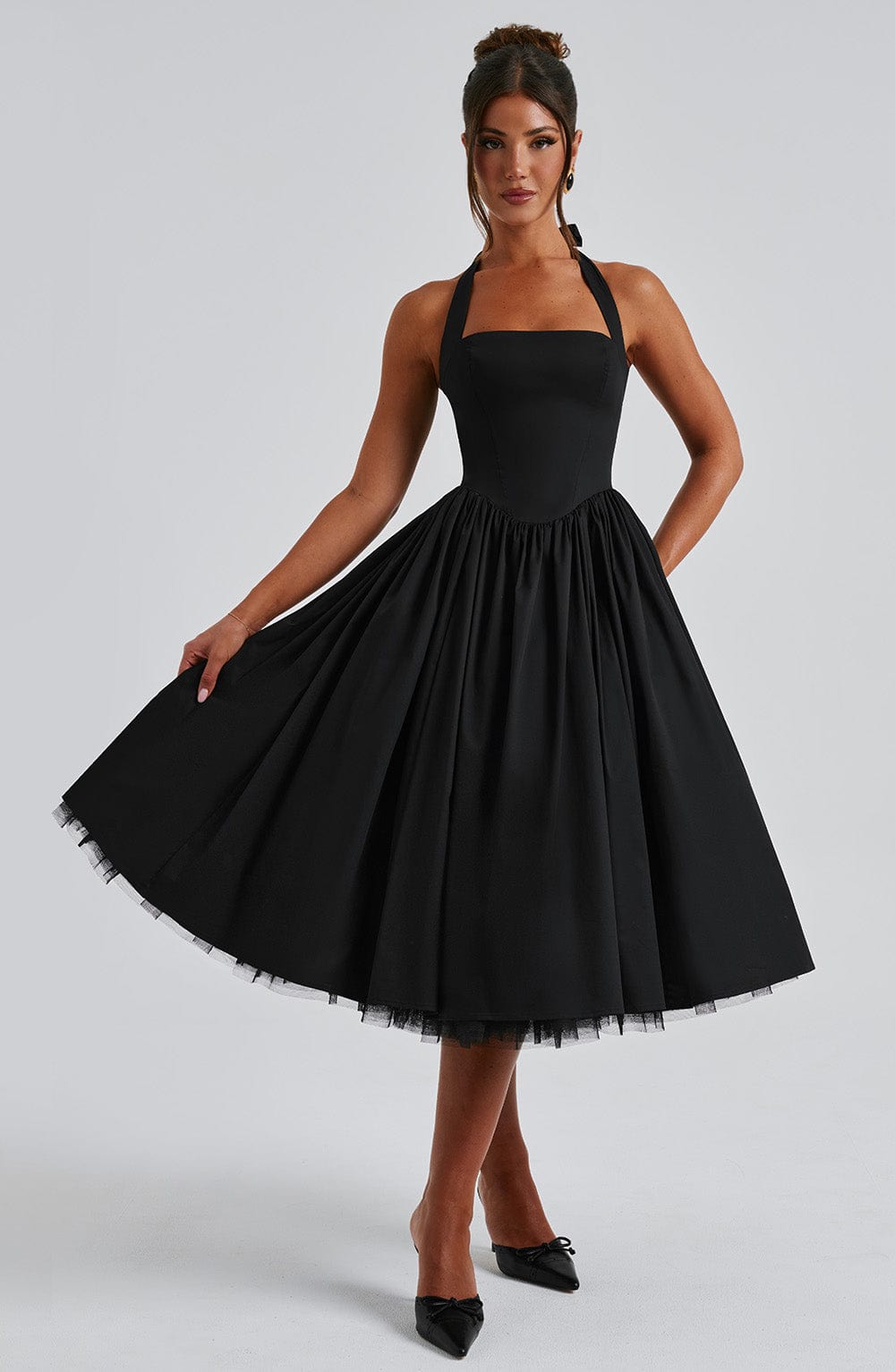 Hannah | Women Wedding Guest Halter Midi Dress