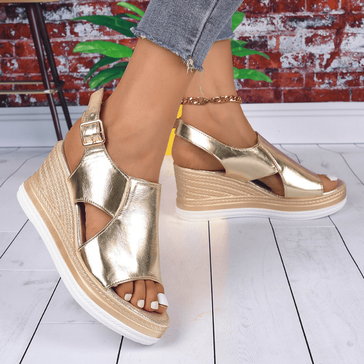 Beatrice | Womens Metallic Platform Comfort Sandals