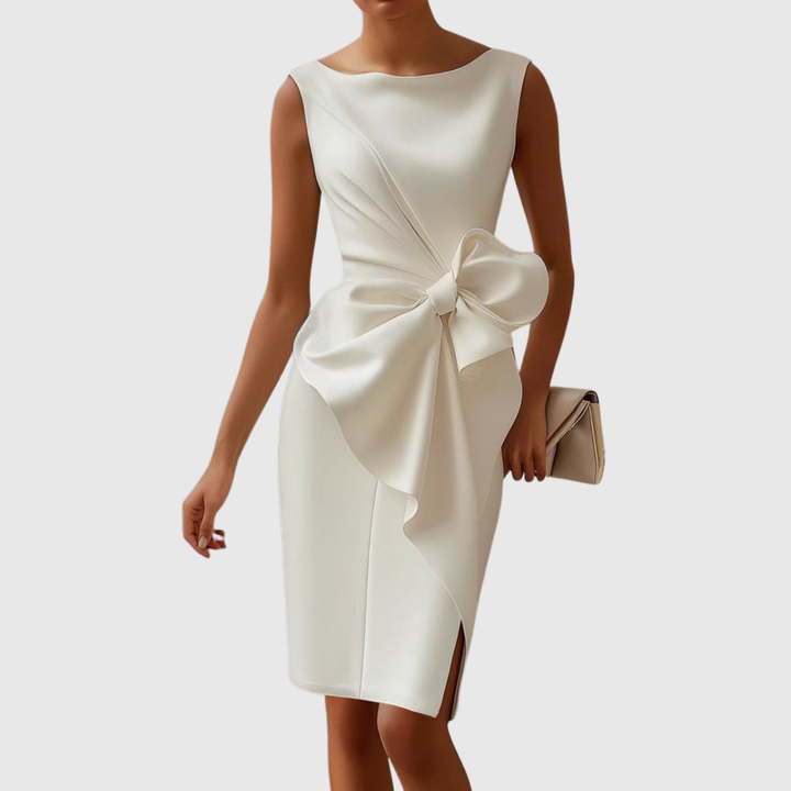 Kaitlyn | Womens Elegant Bow Detail Midi Dress