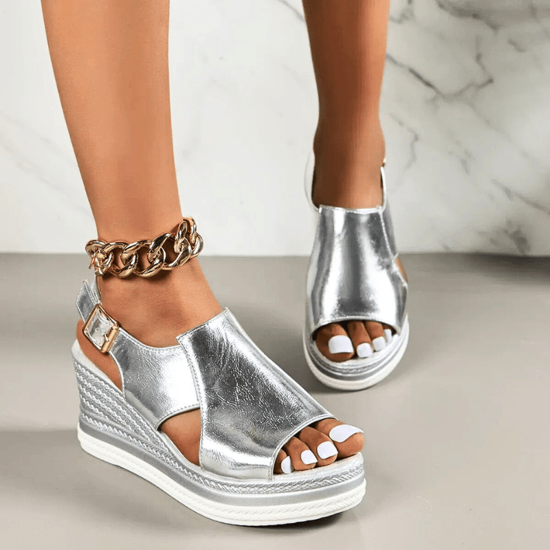 Beatrice | Womens Metallic Platform Comfort Sandals