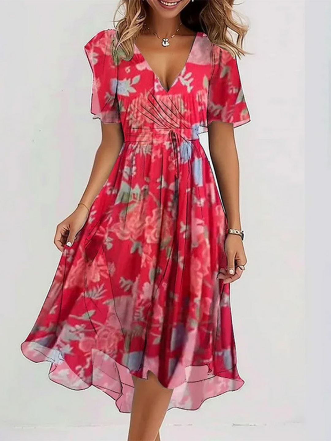 Jamie | Womens Floral Wrap Midi Dress Shorts