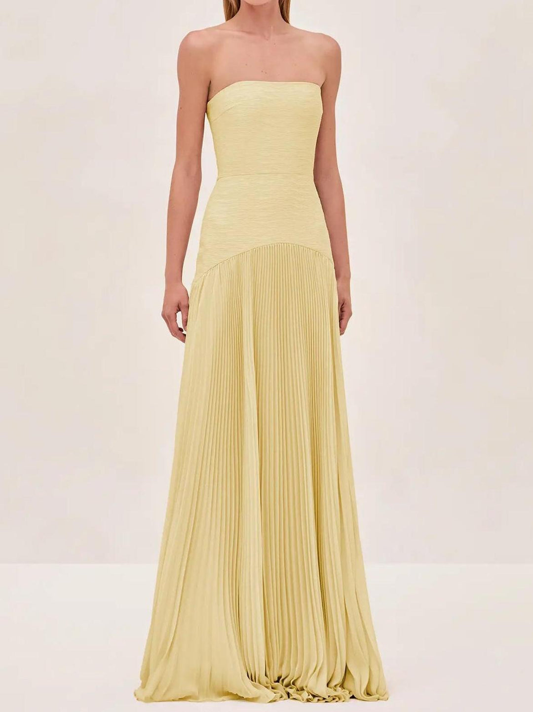 Abigail | Women's Strapless Pleated Maxi Wedding Guest Dress