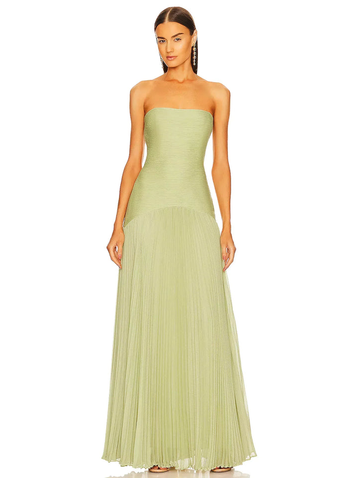 Abigail | Women's Strapless Pleated Maxi Wedding Guest Dress