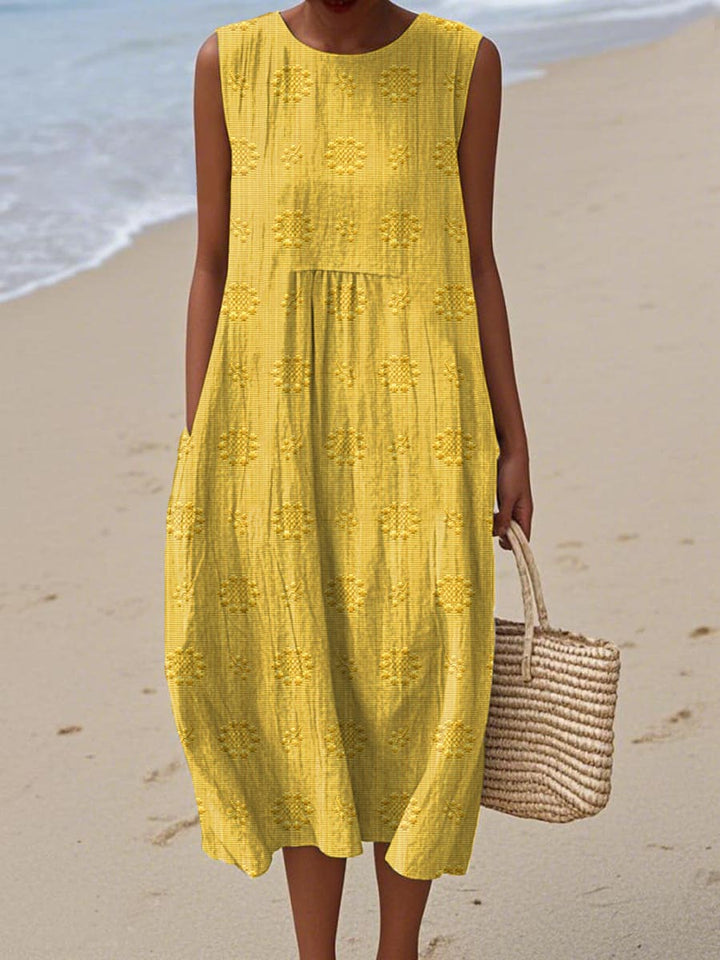 Natalie | Women Sleeveless Textured Pocket Midi Dress