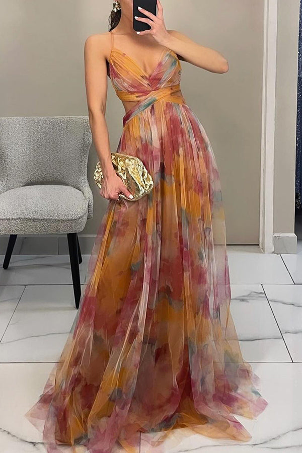 Lily | Women’s Printed Spaghetti Strap Maxi Dress
