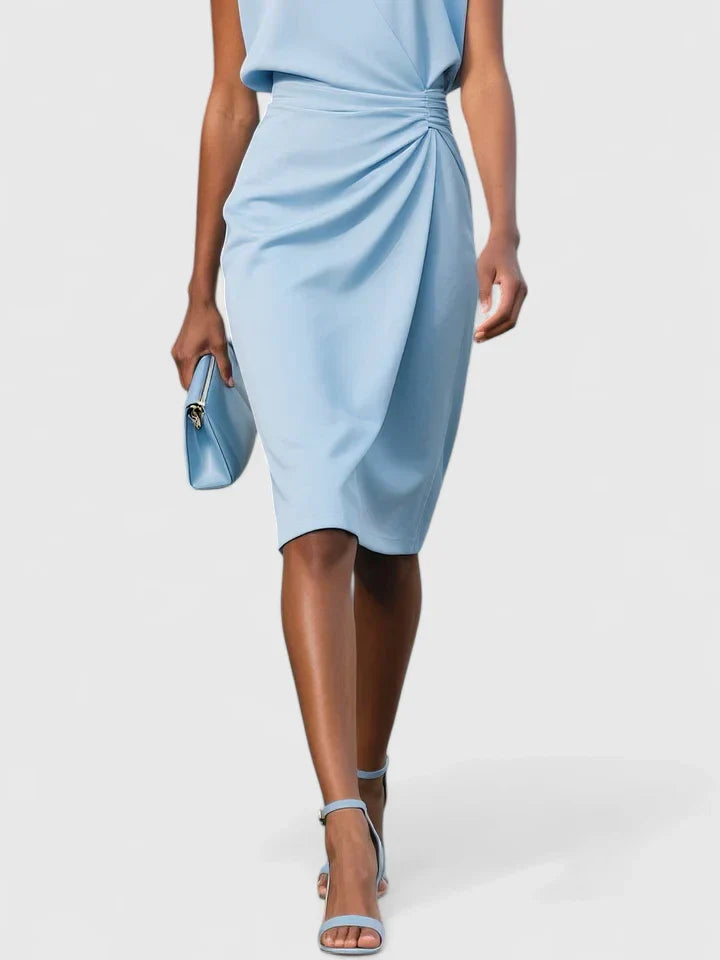 Isabella | Womens Sleeveless Ruched Midi Dress