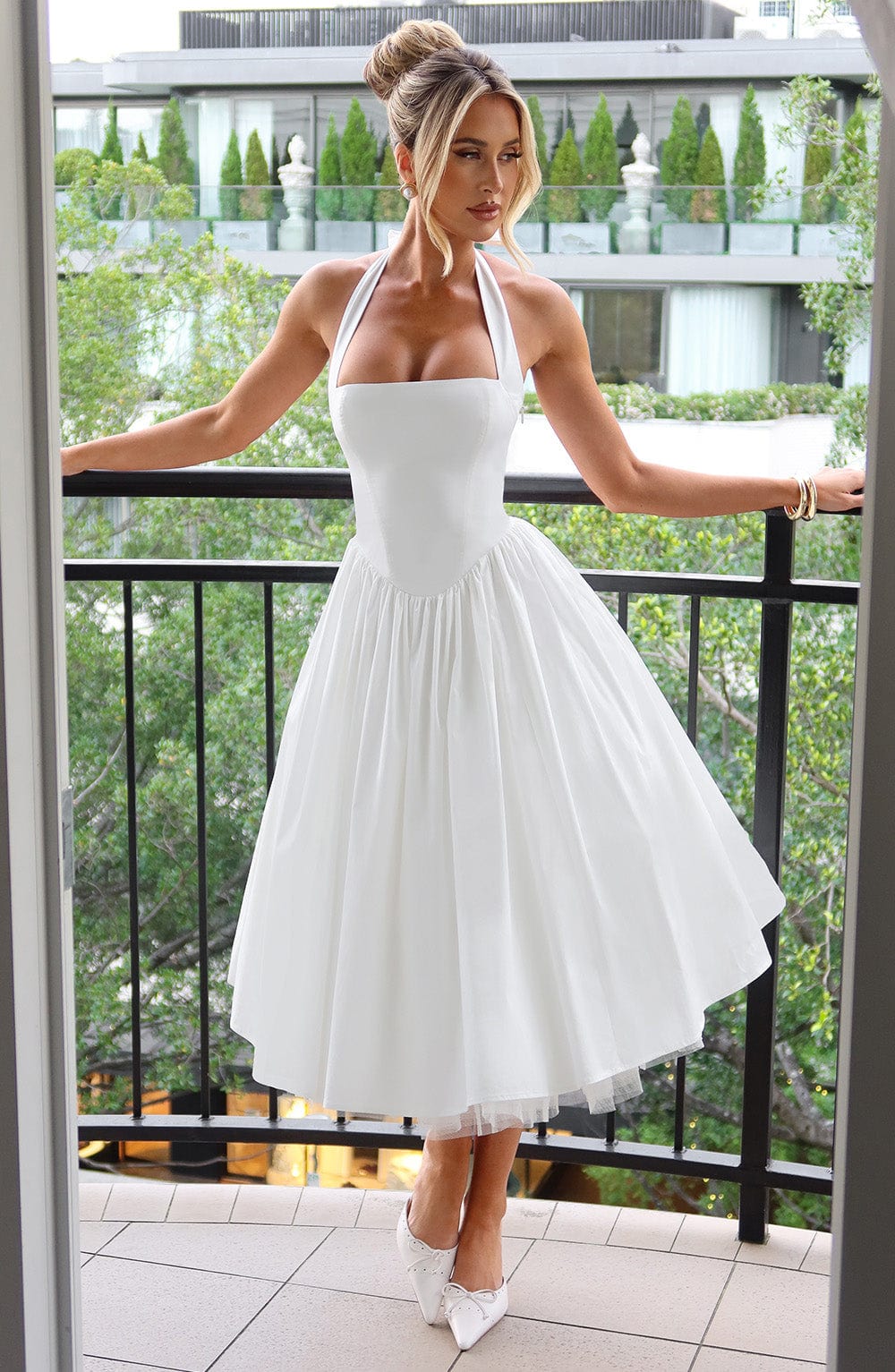 Hannah | Women Wedding Guest Halter Midi Dress