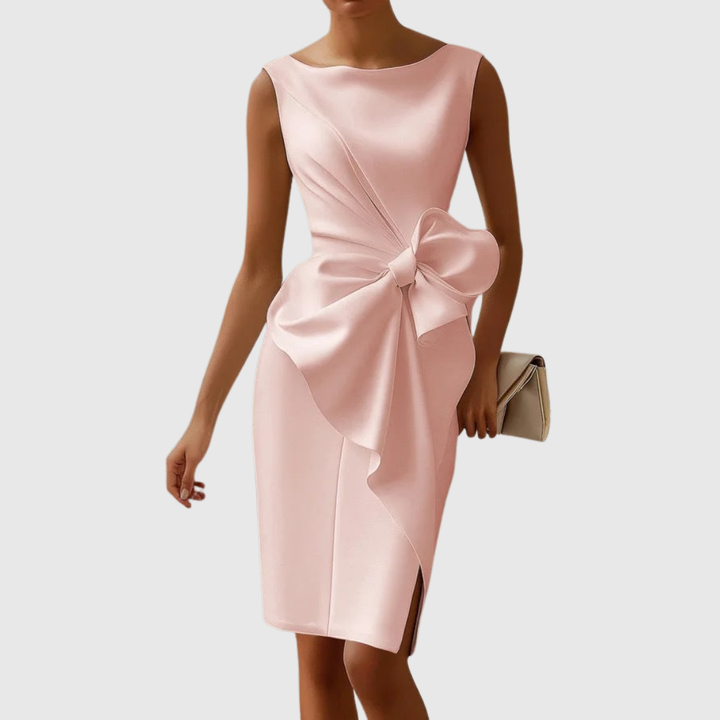 Kaitlyn | Womens Elegant Bow Detail Midi Dress