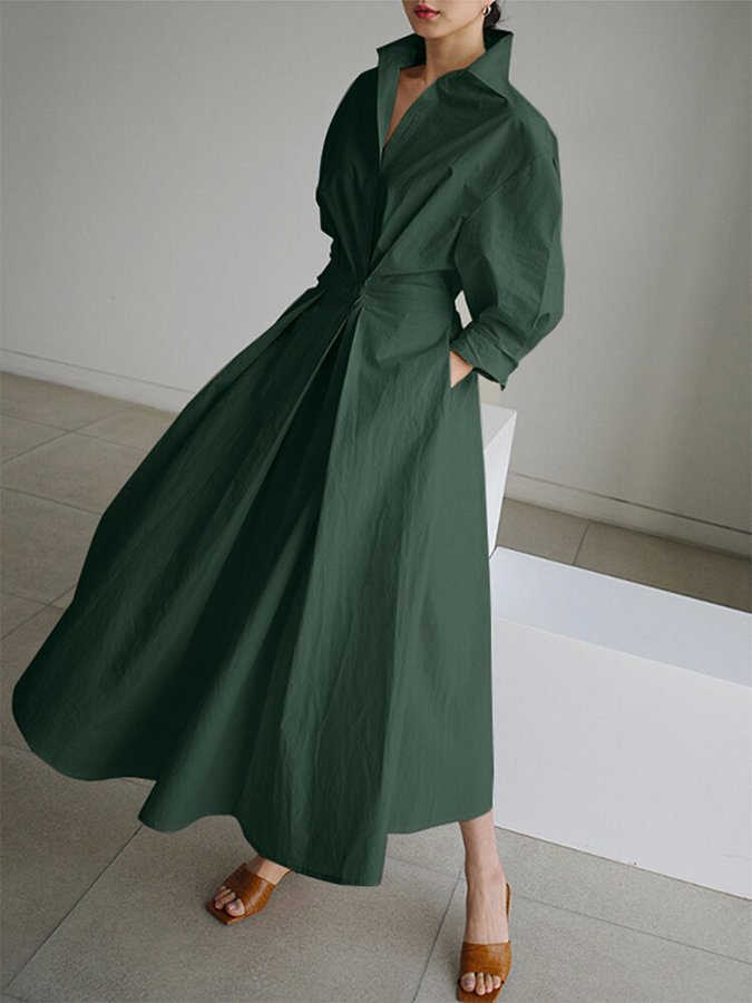 Audrey | Women Summer Button Shirt Midi Dress with Buttons