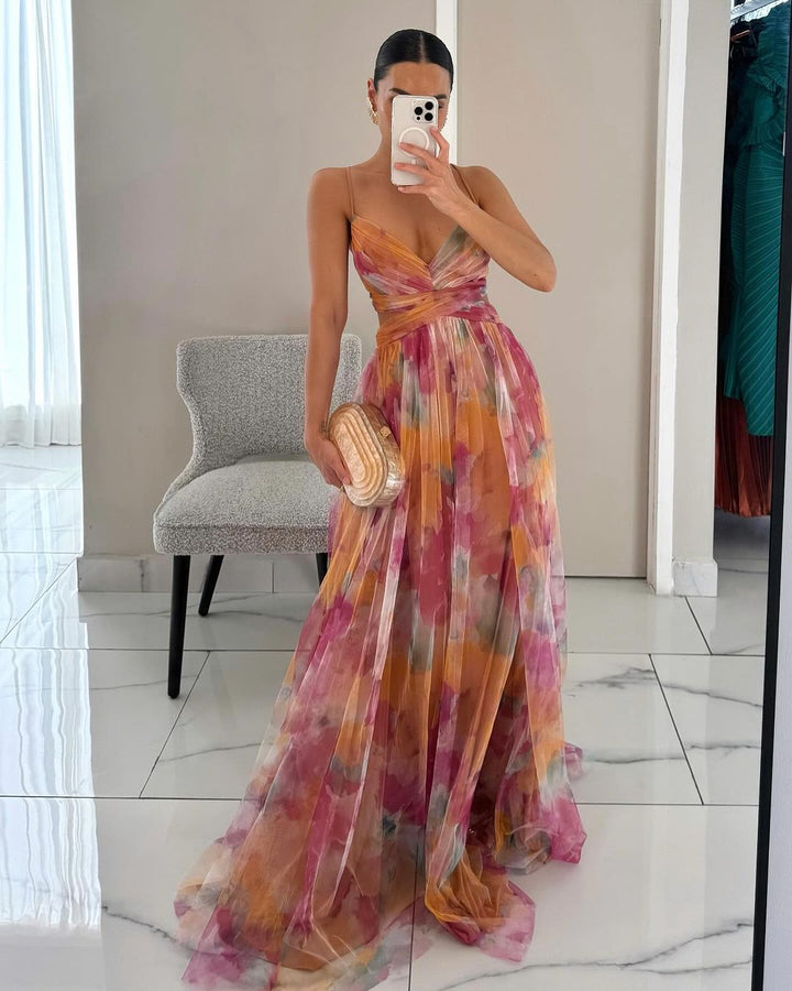 Lily | Women’s Printed Spaghetti Strap Maxi Dress