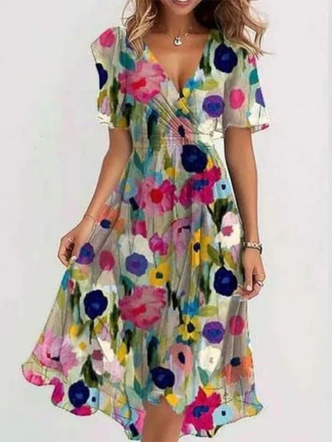 Jamie | Womens Floral Wrap Midi Dress Shorts
