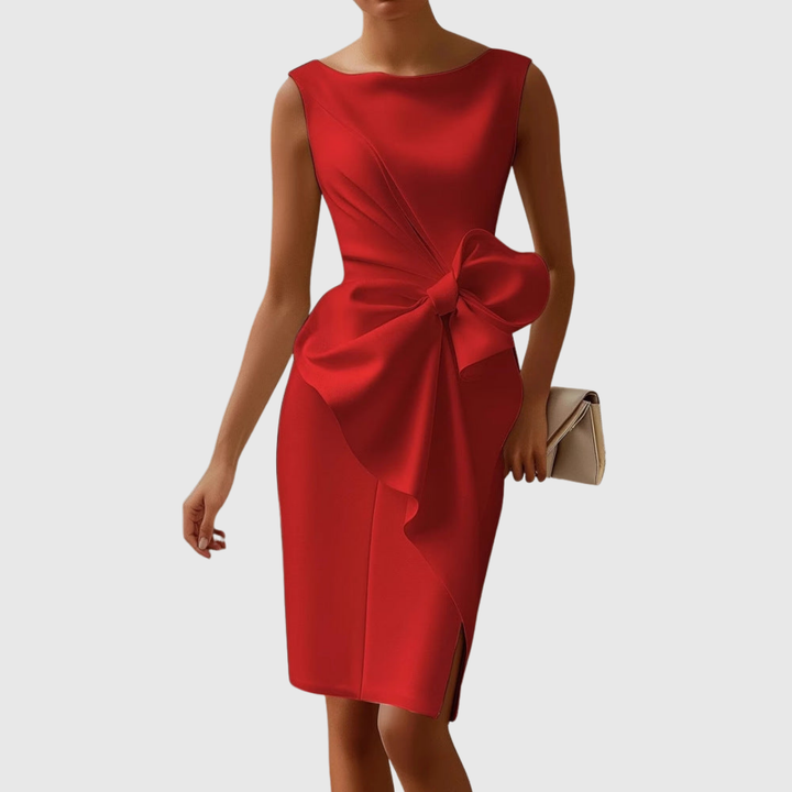 Kaitlyn | Womens Elegant Bow Detail Midi Dress