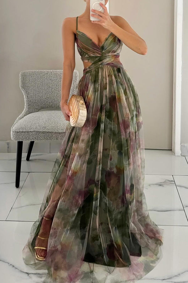 Lily | Women’s Printed Spaghetti Strap Maxi Dress