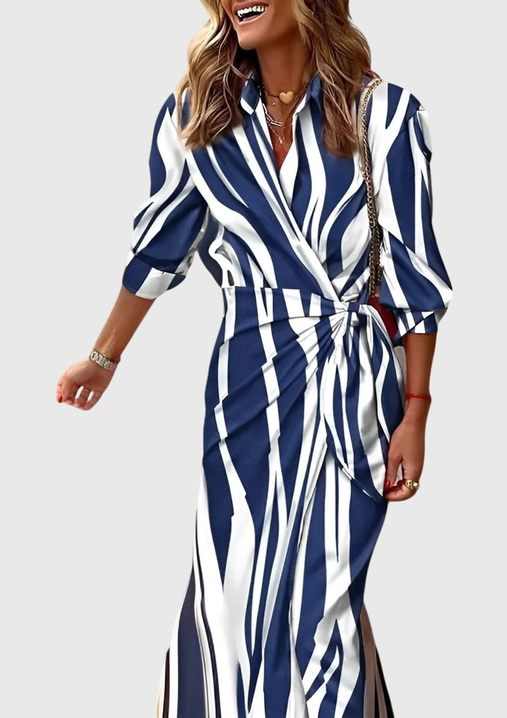 Abigail | Womens Striped Wrap Midi Dress
