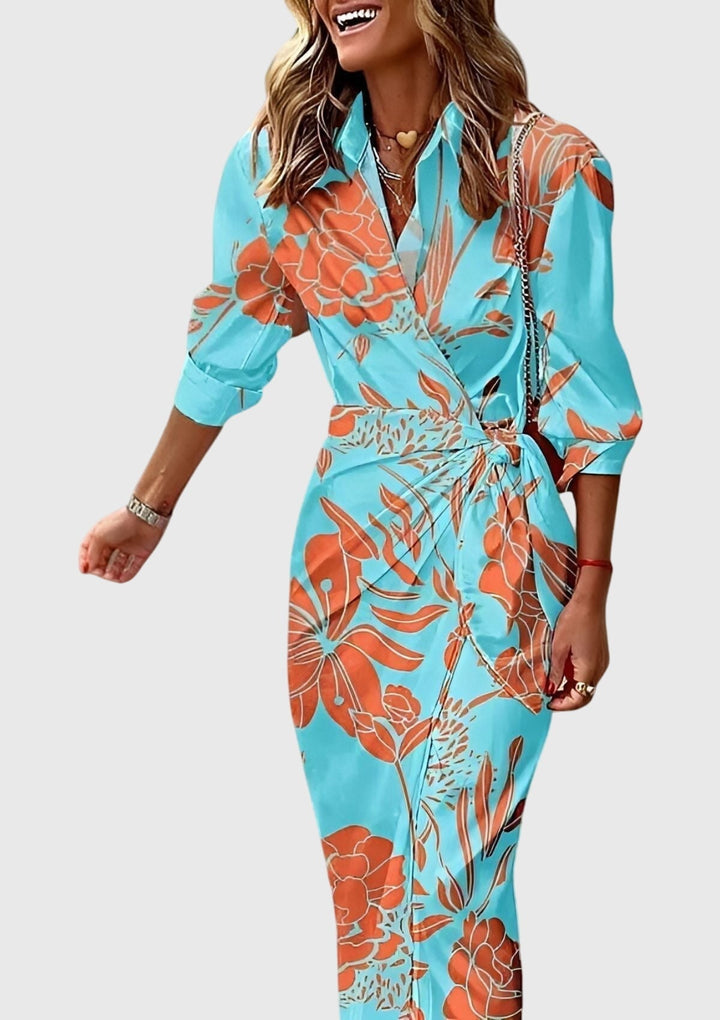 Abigail | Womens Striped Wrap Midi Dress