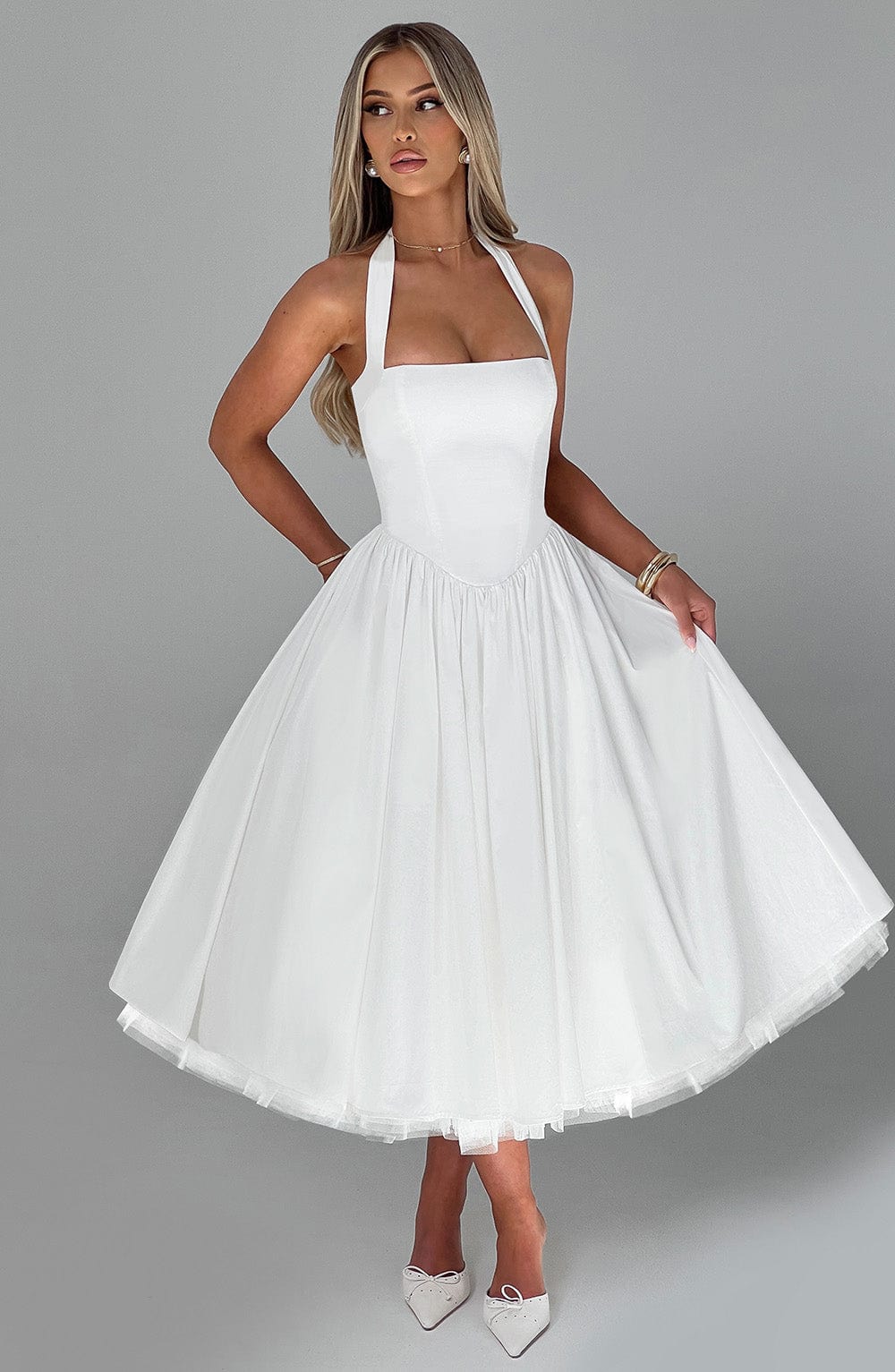 Hannah | Women Wedding Guest Halter Midi Dress