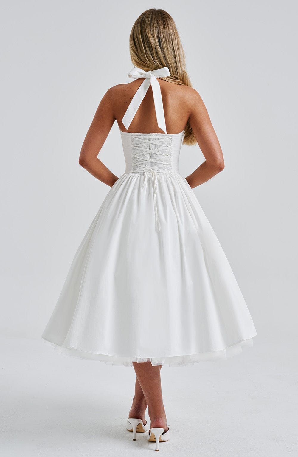 Hannah | Women Wedding Guest Halter Midi Dress