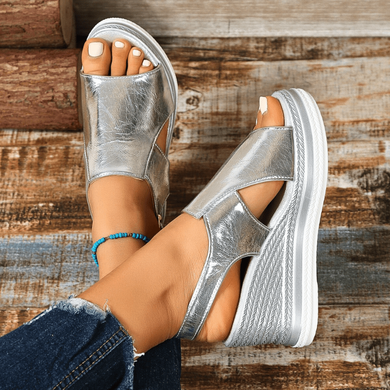 Beatrice | Womens Metallic Platform Comfort Sandals