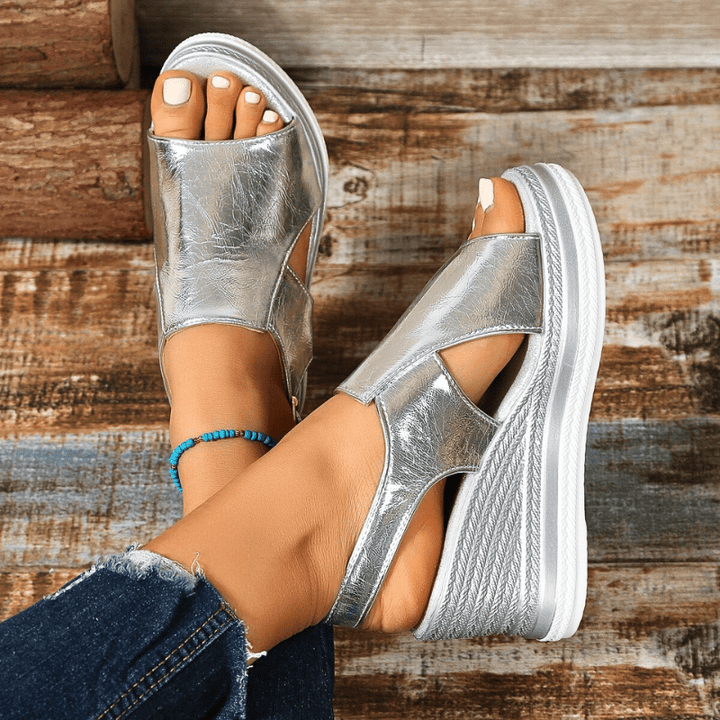 Beatrice | Womens Metallic Platform Comfort Sandals