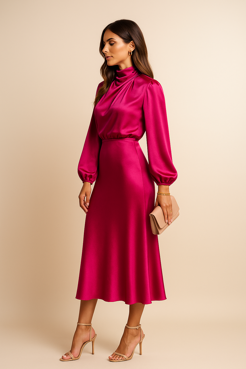 Ashley | Women Summer Long Sleeve Midi Dress