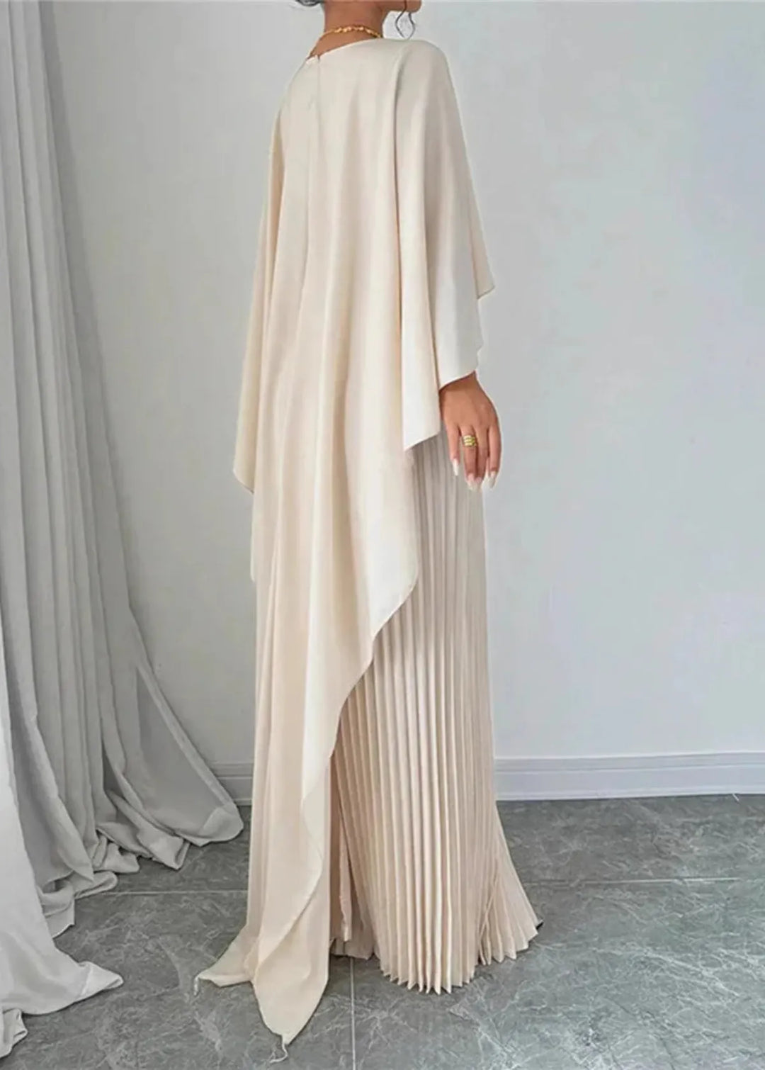 Alice  | Women’s Pleated Cape Overlay Maxi Dress