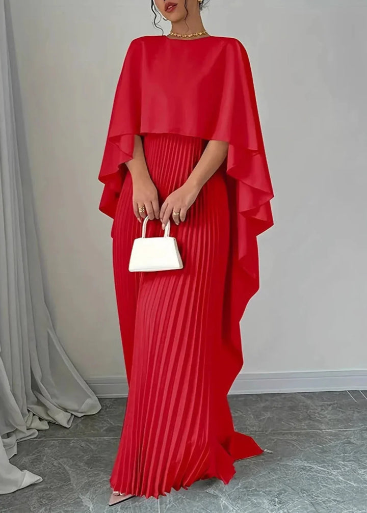 Alice  | Women’s Pleated Cape Overlay Maxi Dress