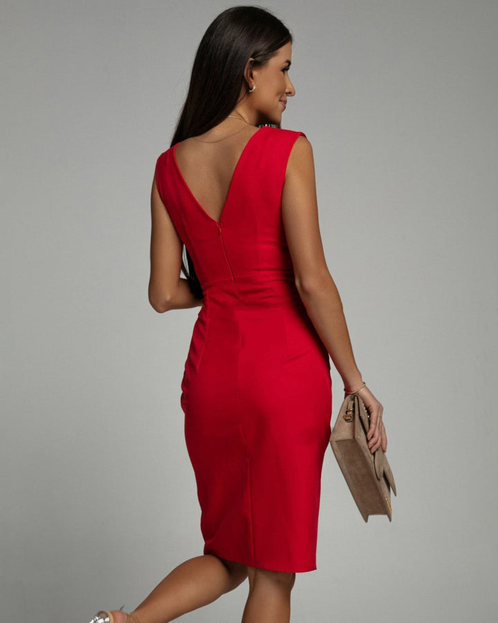 Caroline | Women’s Summer V Neck Slit Midi Dress