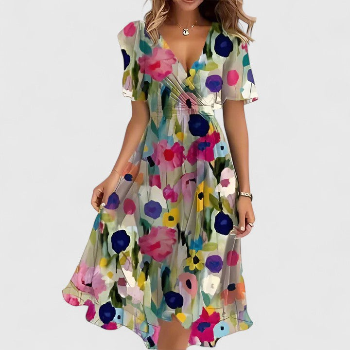 Penelope | Womens Floral V Neck Midi Dress
