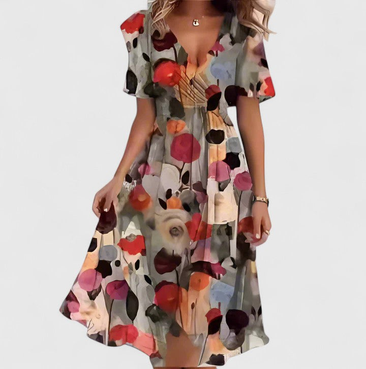 Penelope | Womens Floral V Neck Midi Dress