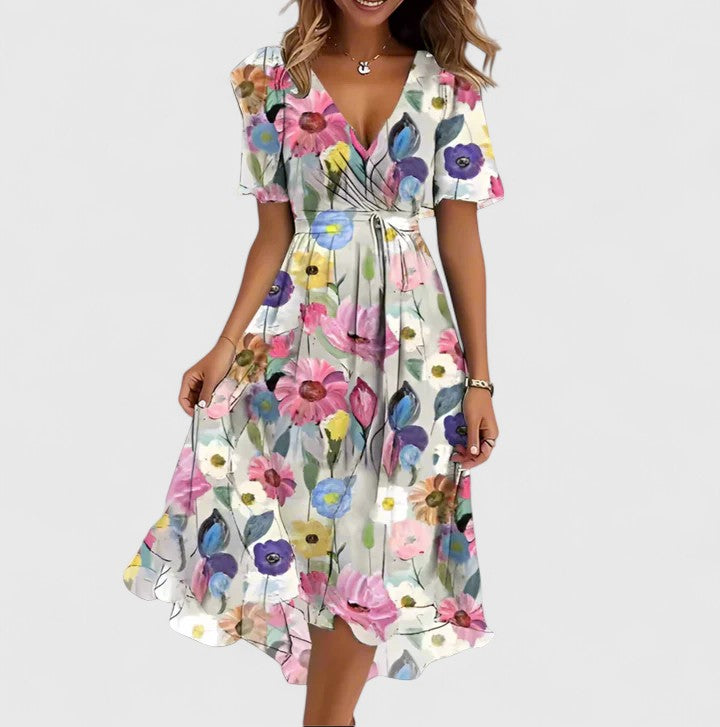 Penelope | Womens Floral V Neck Midi Dress