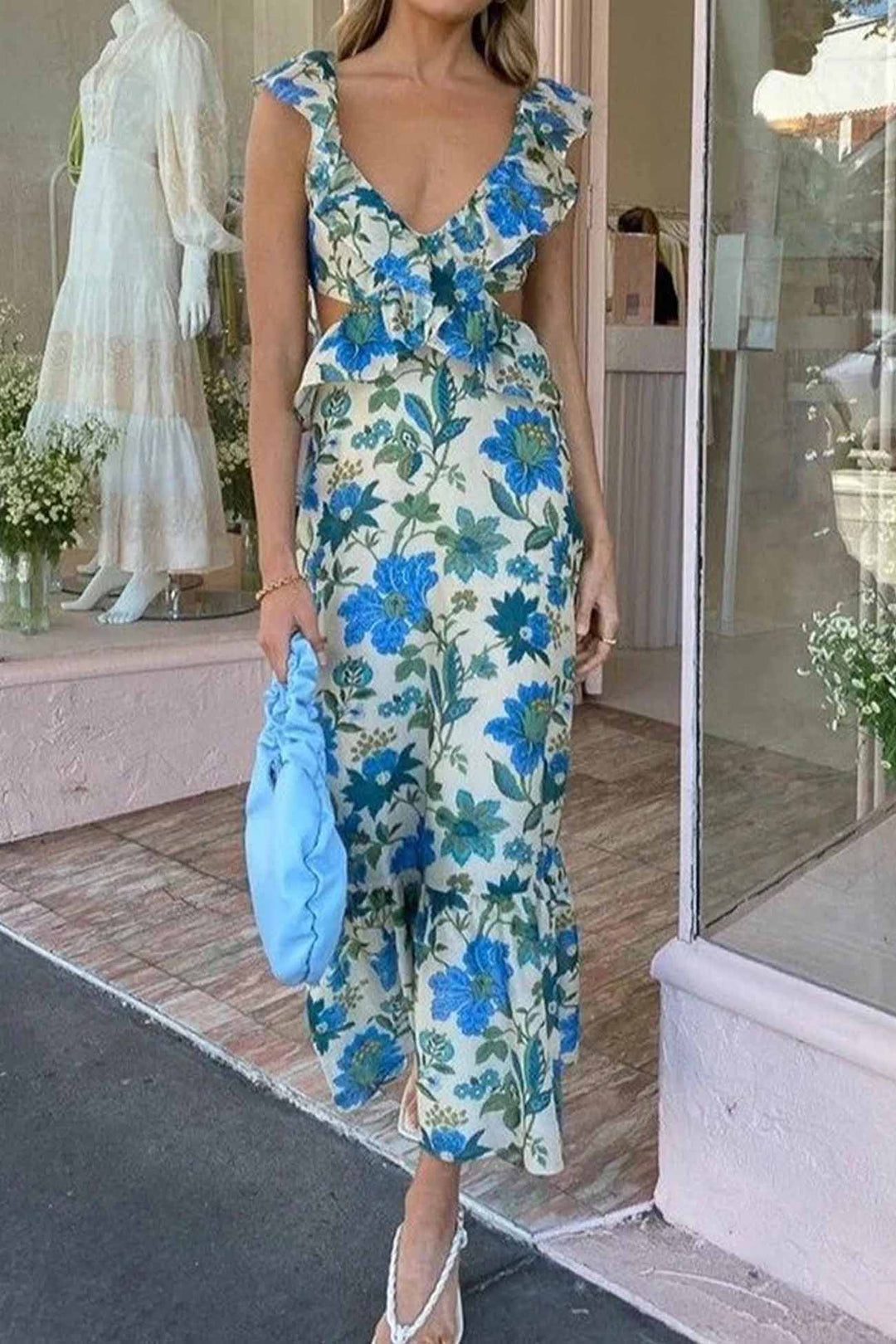 Caroline | Women Summer Sleeveless Maxi Dress with Ruffle Straps