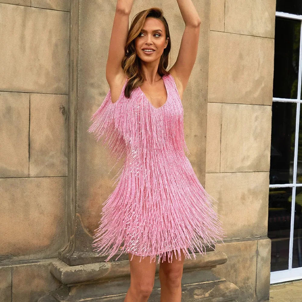 Zoe | Women Summer Wedding Guest Fringe Mini Dress