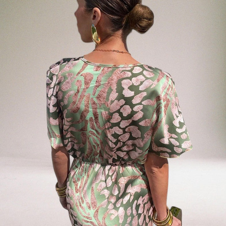 Ava | Women Summer Printed V-neck Twist Maxi Dress