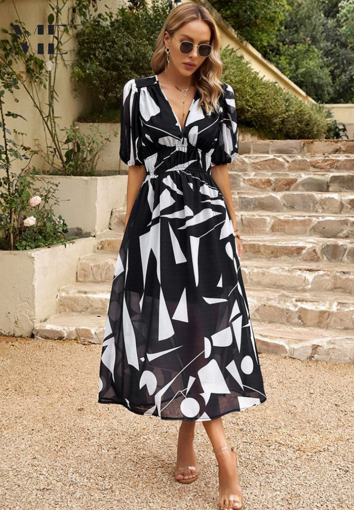 Paige | Women Colorful Floral V Neck Midi Dress
