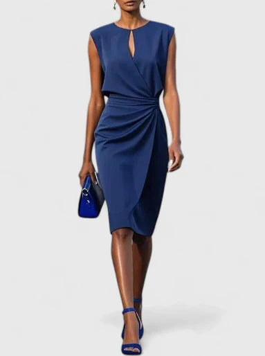 Isabella | Womens Sleeveless Ruched Midi Dress