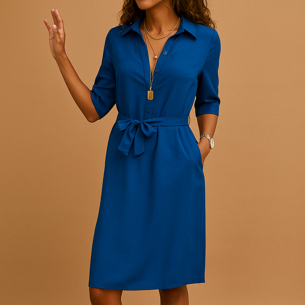 Olivia | Women’s Spring Belted Collared Midi Dress