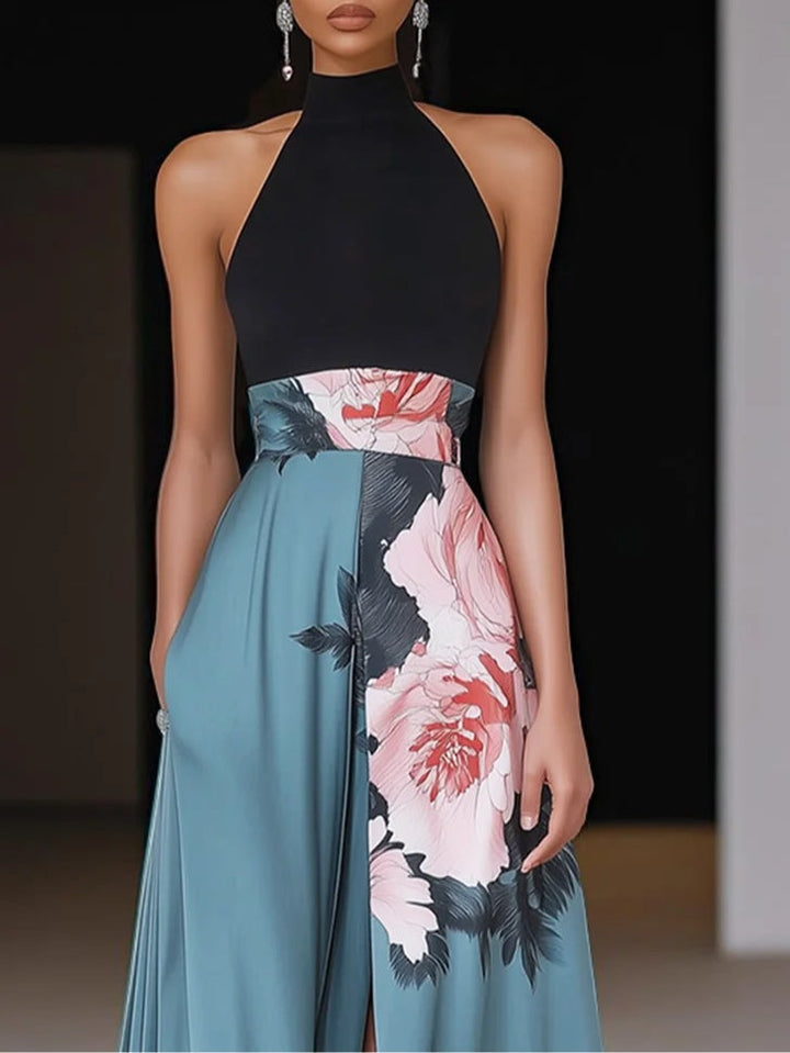 Samantha | Women’s Halter Neck Floral Split Maxi Dress