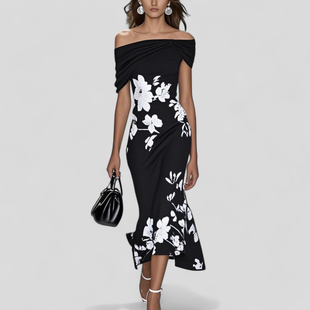 Addison | Women’s Floral Off Shoulder Midi Dress