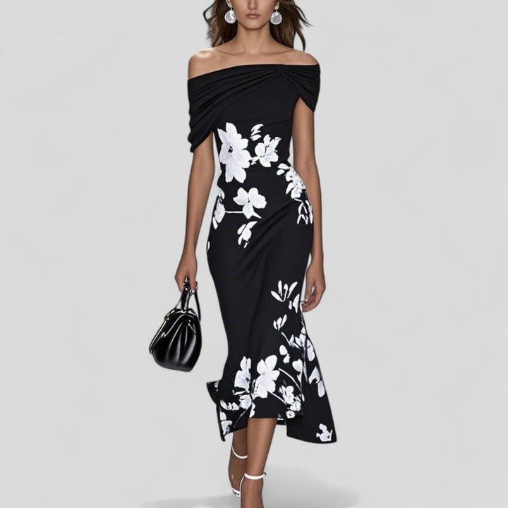 Addison | Women’s Floral Off Shoulder Midi Dress