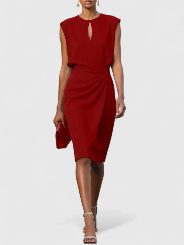 Isabella | Womens Sleeveless Ruched Midi Dress