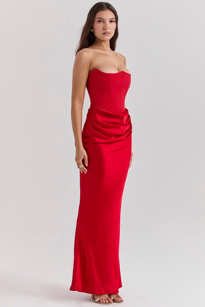 Chloe | Women Wedding Guest Strapless Maxi Dress