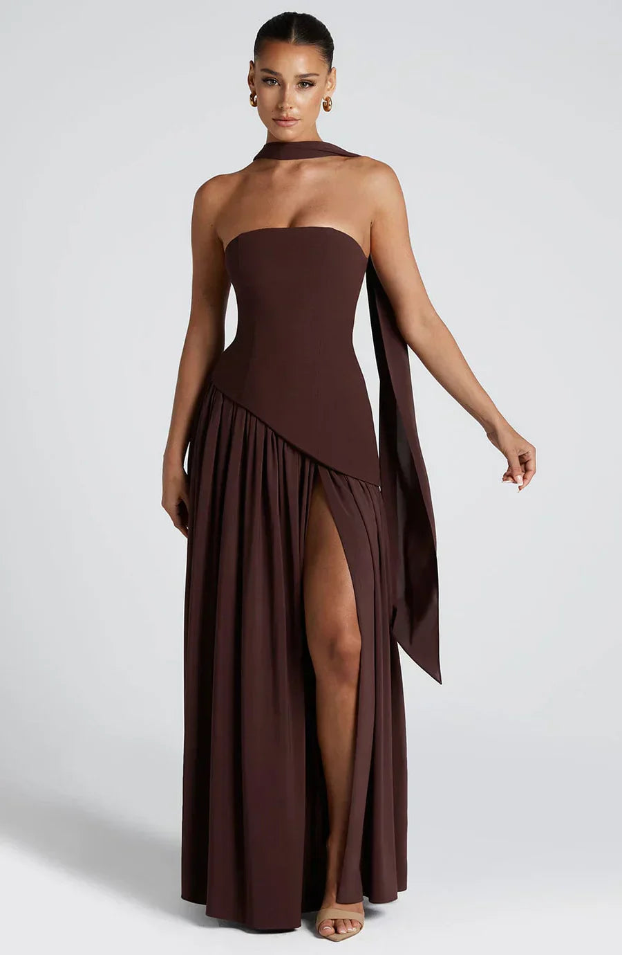 Clara | Women Wedding Guest Asymmetric Maxi Dress