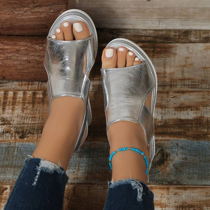 Beatrice | Womens Metallic Platform Comfort Sandals