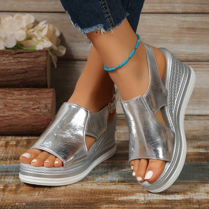 Beatrice | Womens Metallic Platform Comfort Sandals