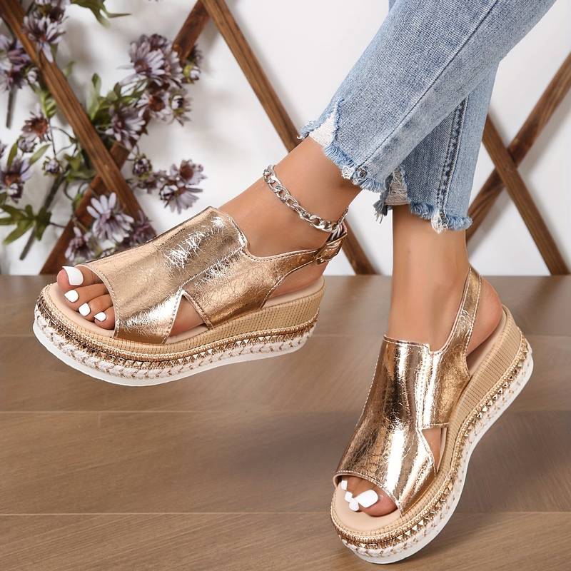 Beatrice | Womens Metallic Platform Comfort Sandals