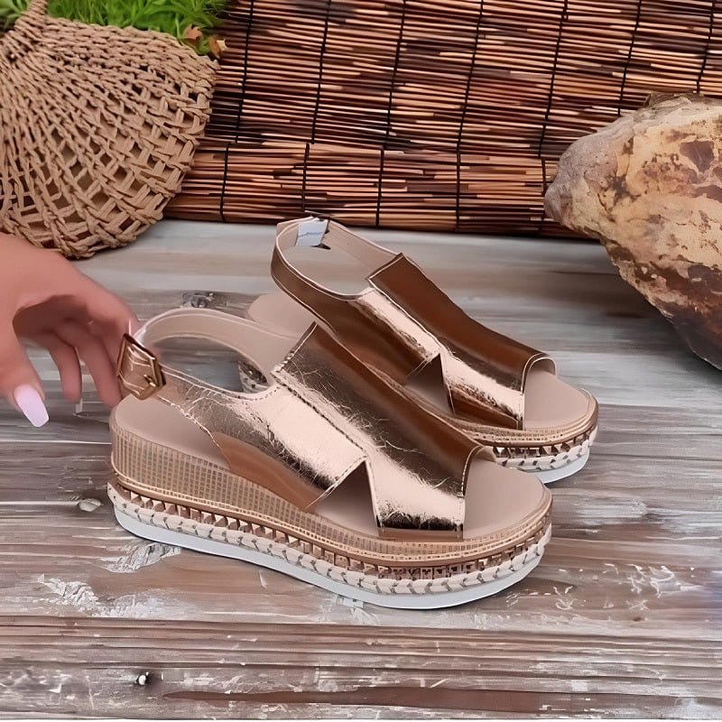 Beatrice | Womens Metallic Platform Comfort Sandals