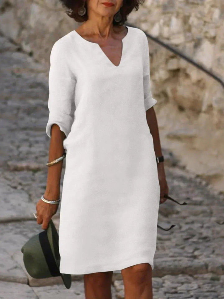 Caroline | Women’s Elegant Notch Neck Midi Dress